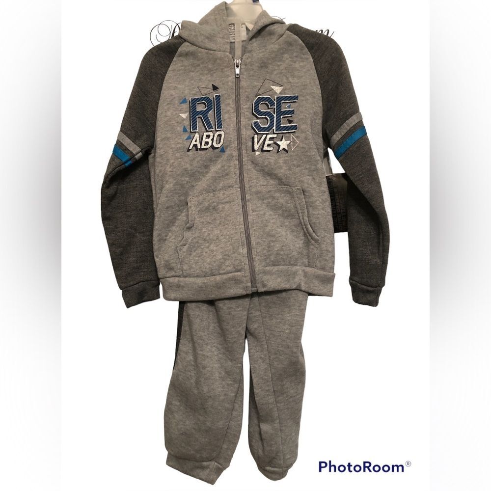 Crunch Time Size 4T Toddler Boys Rise Above Full Zip Hooded Fleece Set NEW NWT